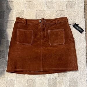 Blank NYC Rust Brown Suede Mini Skirt